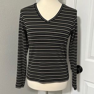 Banana Republic Fitted Stripes Long Sleeve V-neck Shirt